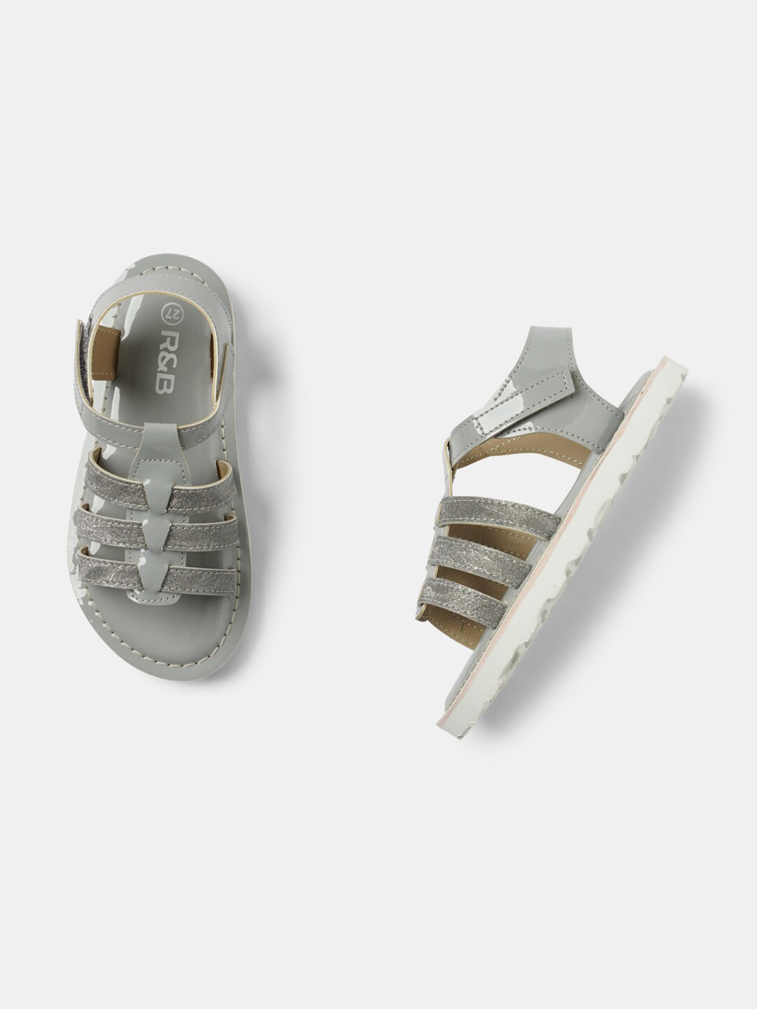 

R&B Girls Open Toe Flats, Grey