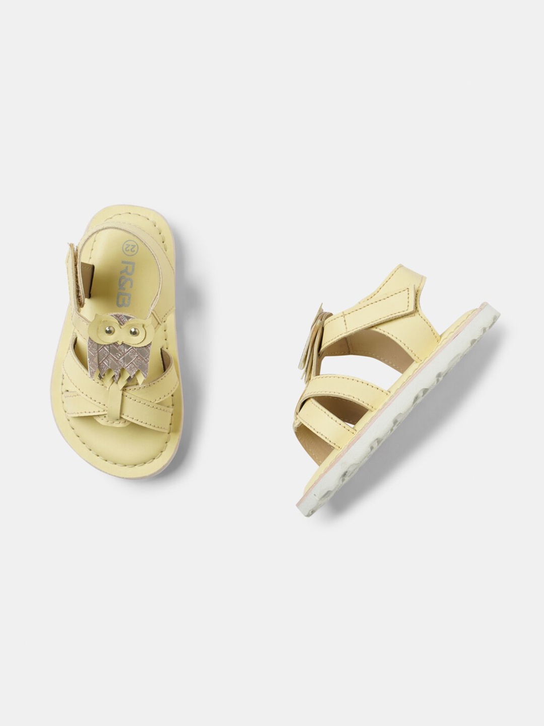 

R&B Girls Open Toe Flats with Bows, Yellow