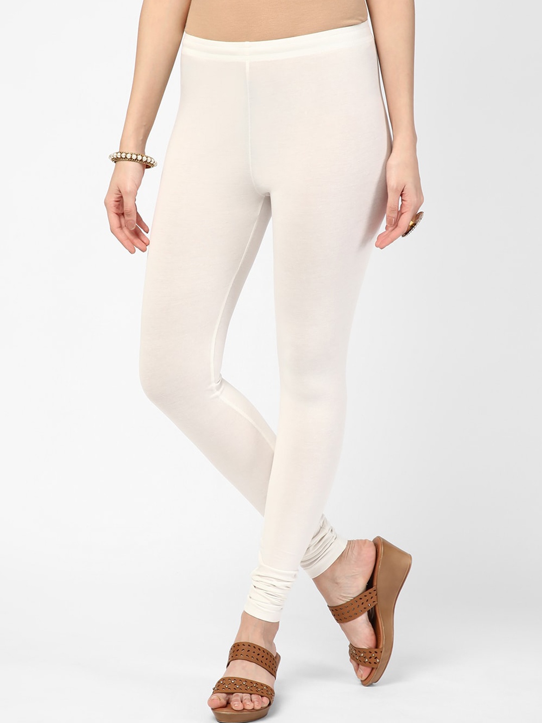 

R&B Women Cotton Churidar-Length Legging, White