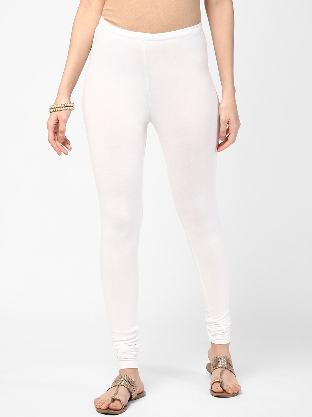 

R&B Women Cotton Churidar-Length Legging, White