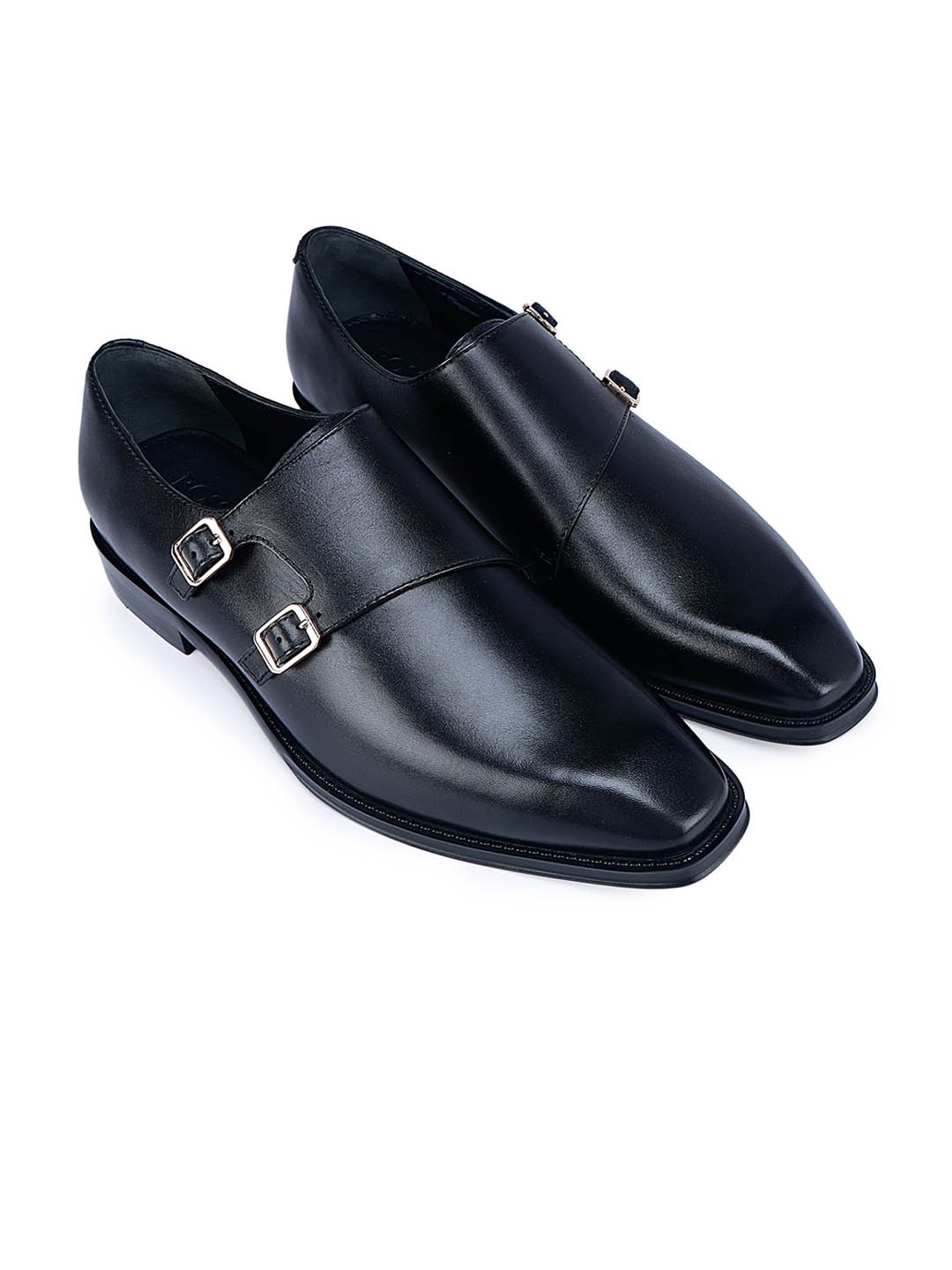 

ROSSO BRUNELLO Men Leather Formal Monks, Black