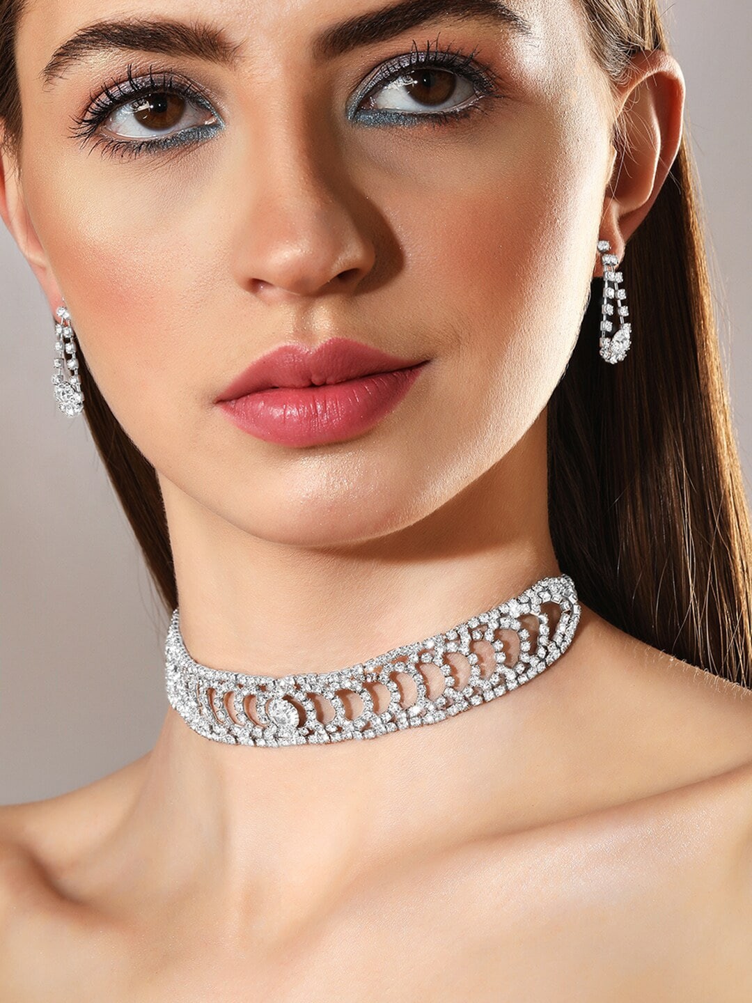 

Rubans Voguish AD-Studded Jewellery Set, White