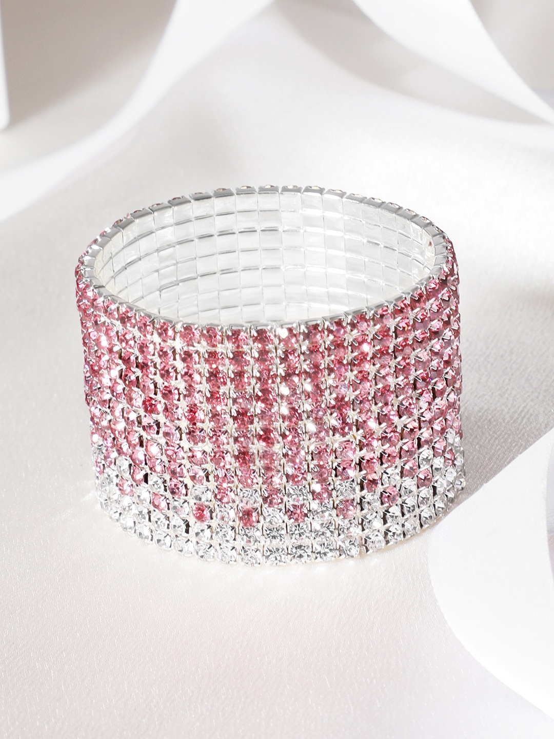 

Rubans Voguish Women Cubic Zirconia Silver-Plated Multistrand Bracelet
