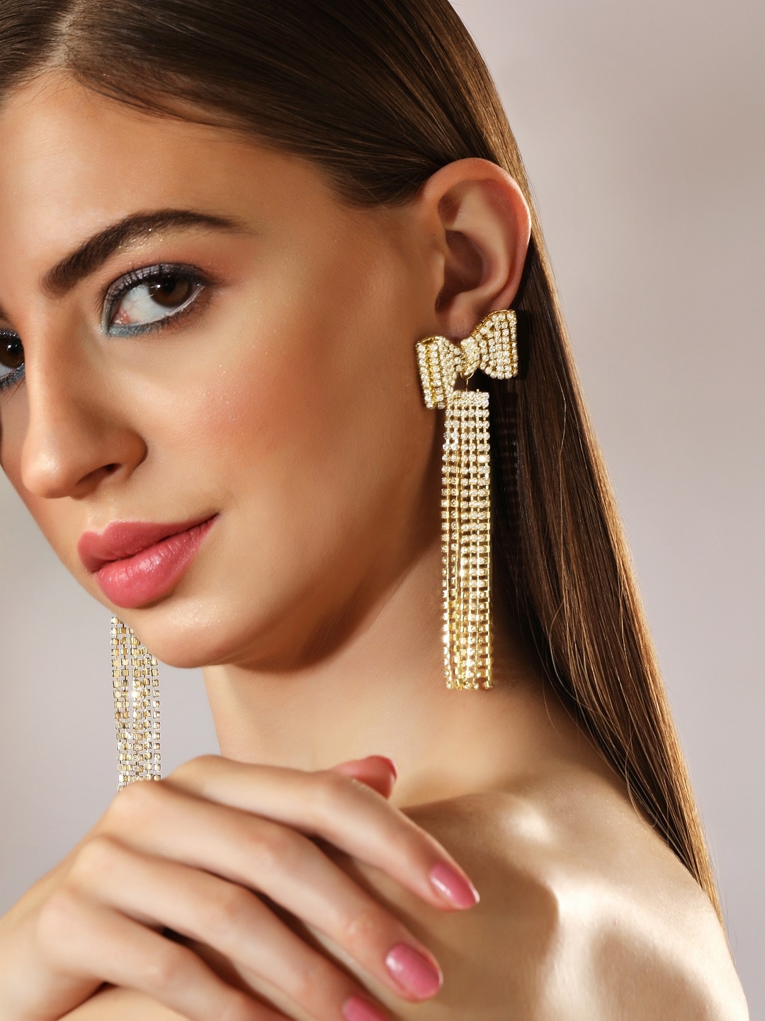 

Rubans Voguish Gold-Plated Contemporary Drop Earrings