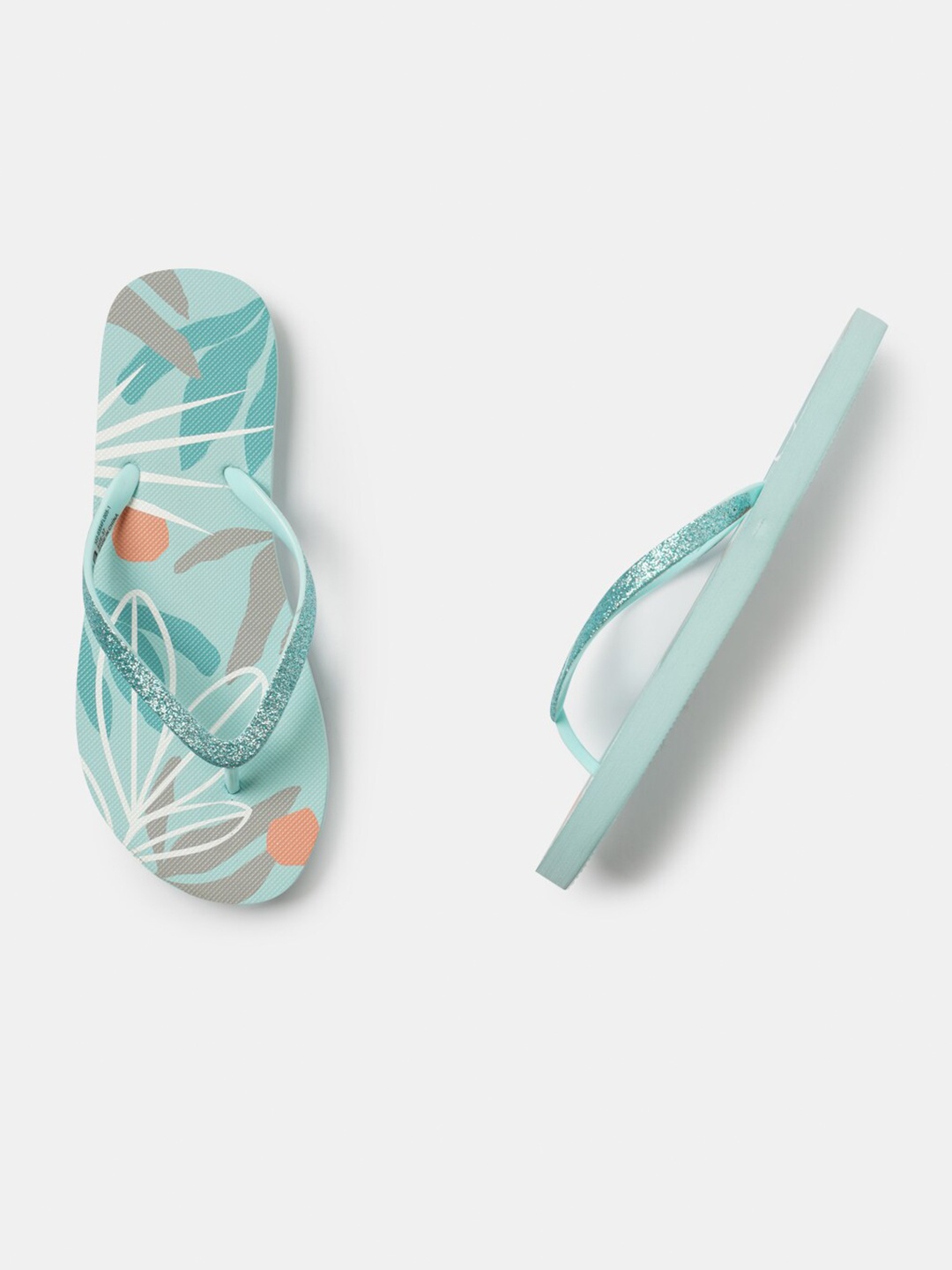

R&B Women Printed Thong Flip-Flops, Sea green