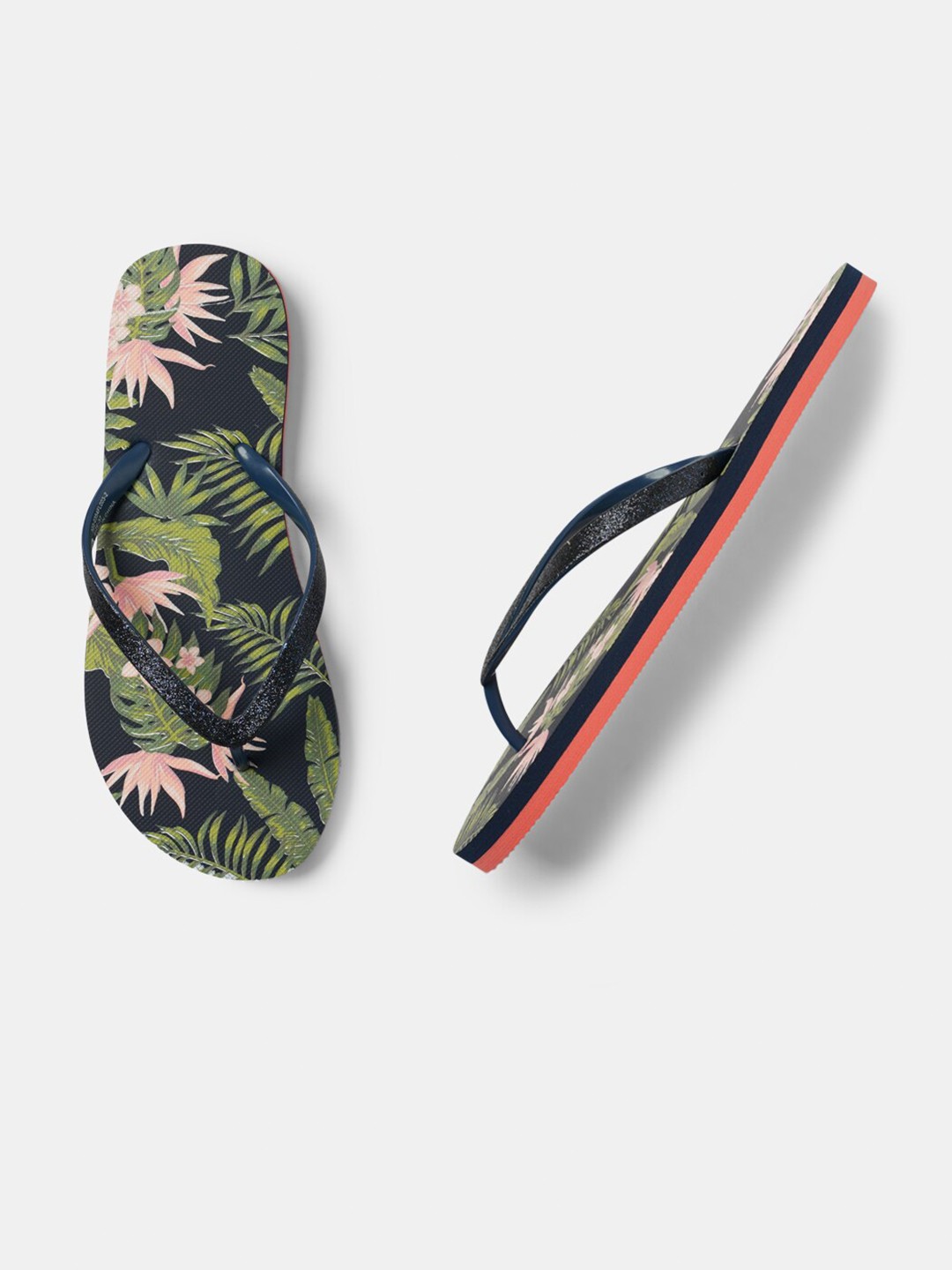 

R&B Women Printed Thong Flip-Flops, Blue