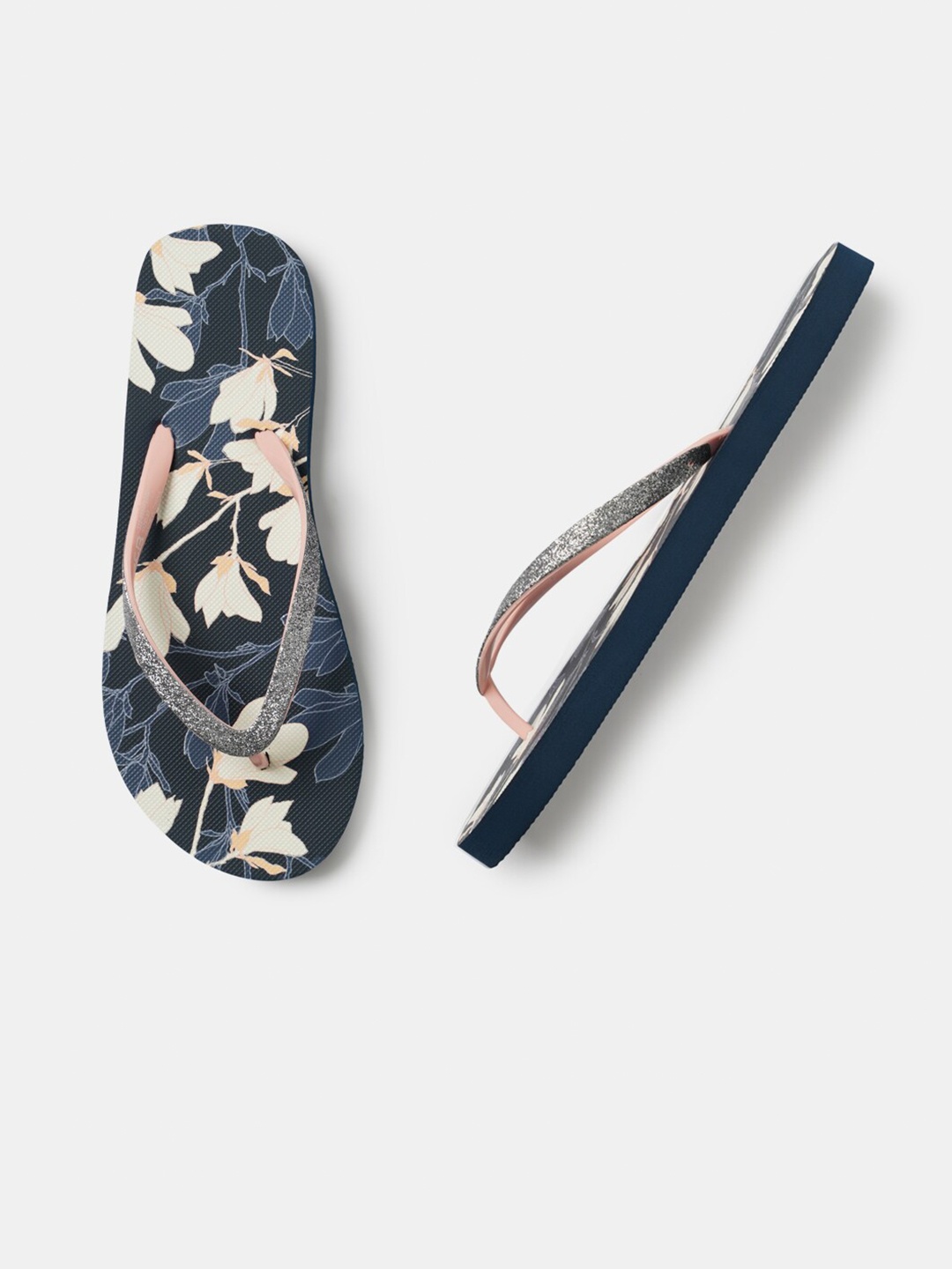 

R&B Women Printed Thong Flip-Flops, Blue