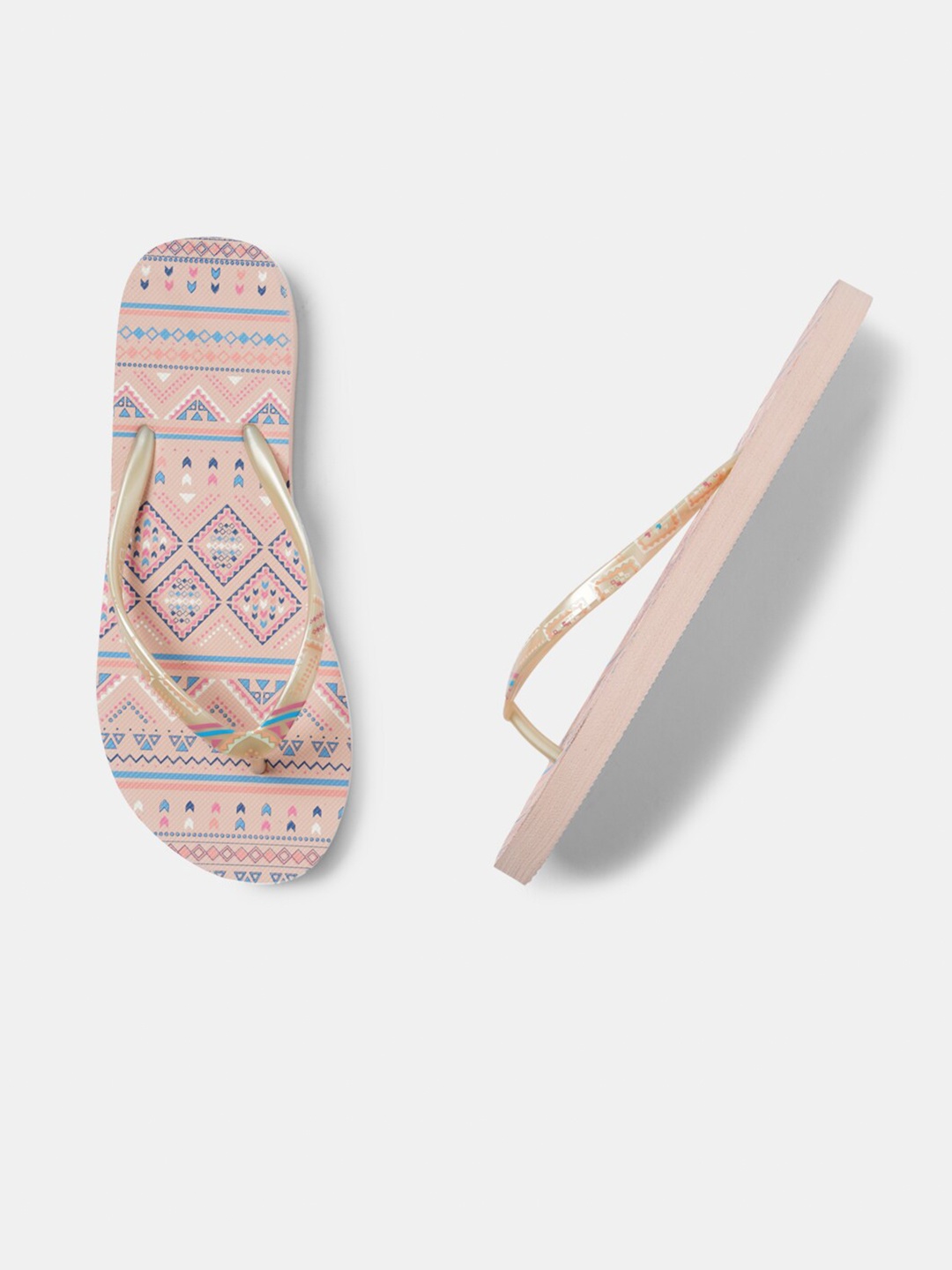 

R&B Women Printed Thong Flip-Flops, Pink