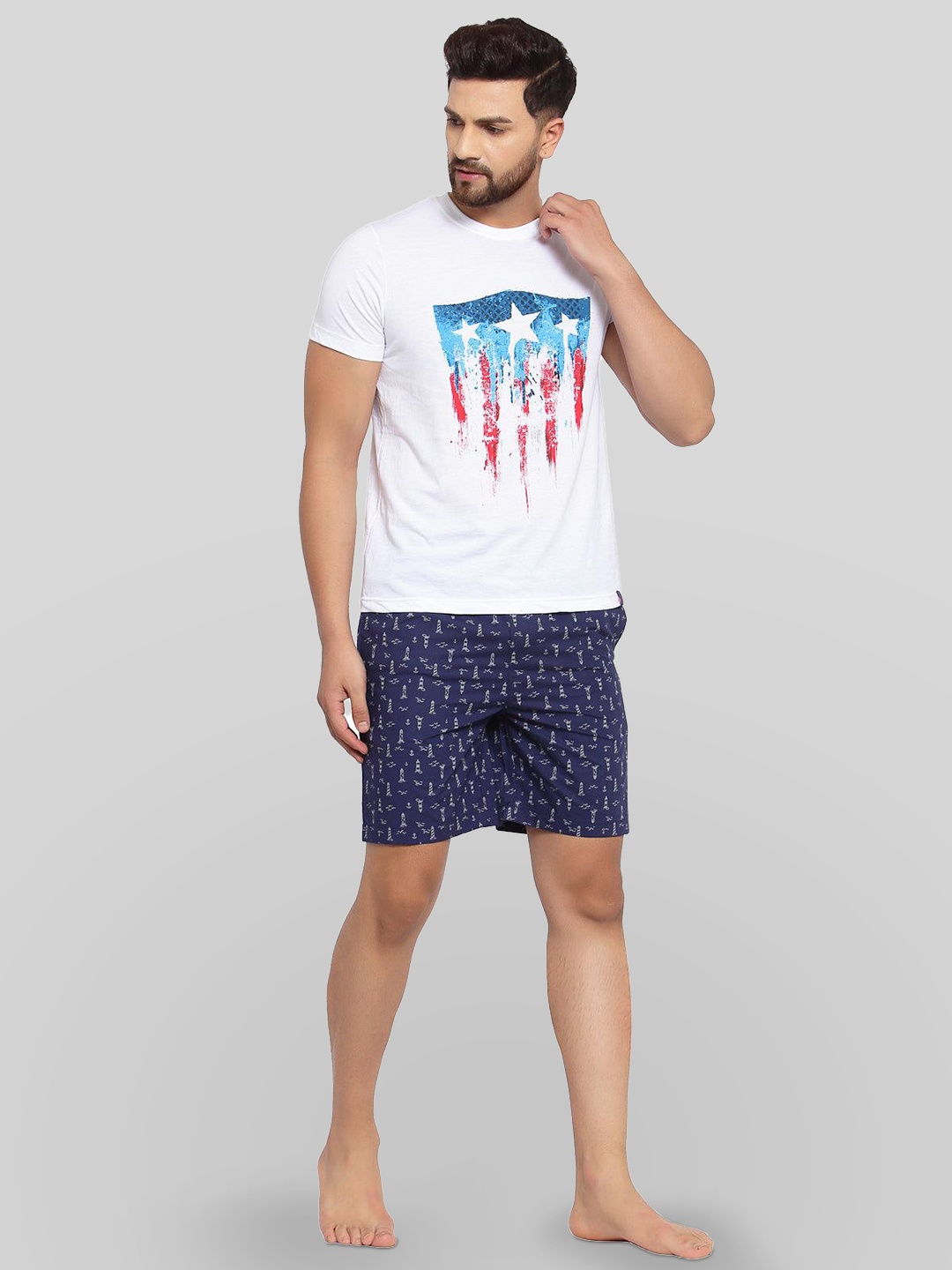 

SPORTO Men Printed Boxers, Navy blue