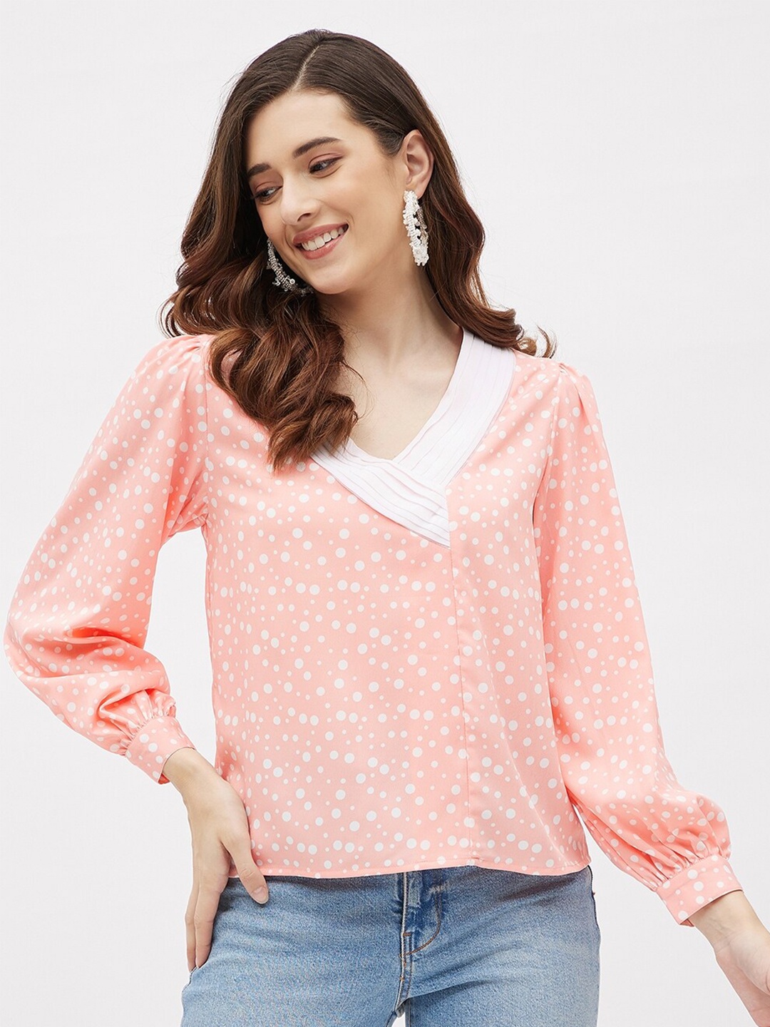 

Kibo Floral Print Crepe Top, Peach