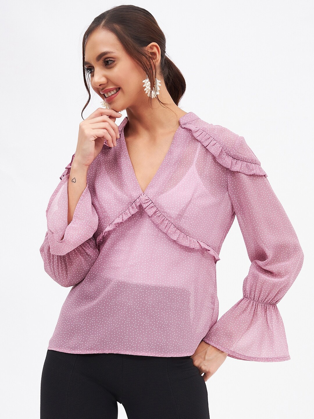 

Kibo Print Georgette Top, Pink
