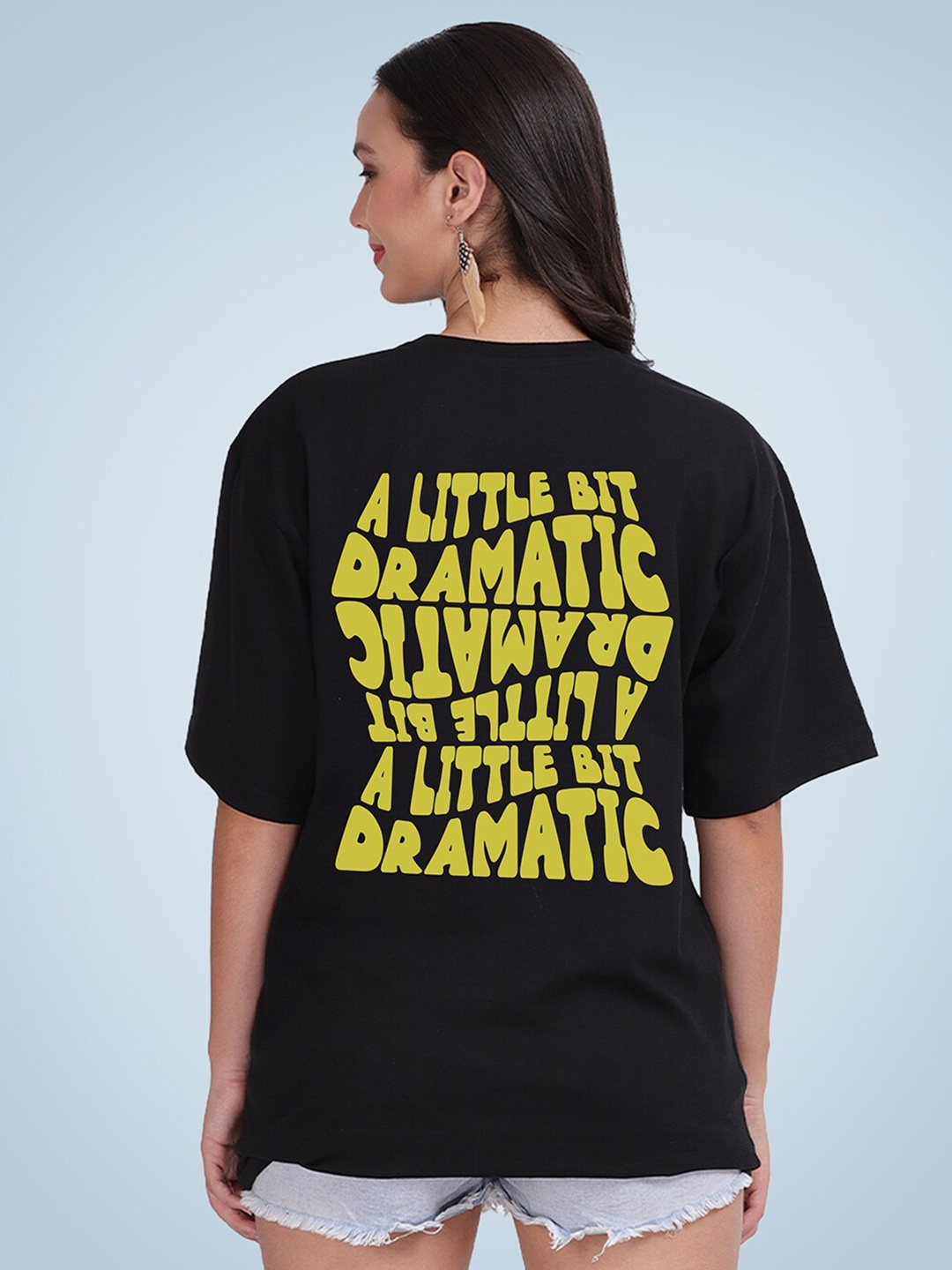 

Mad Over Print Women Typography Printed Loose Cotton T-shirt, Black
