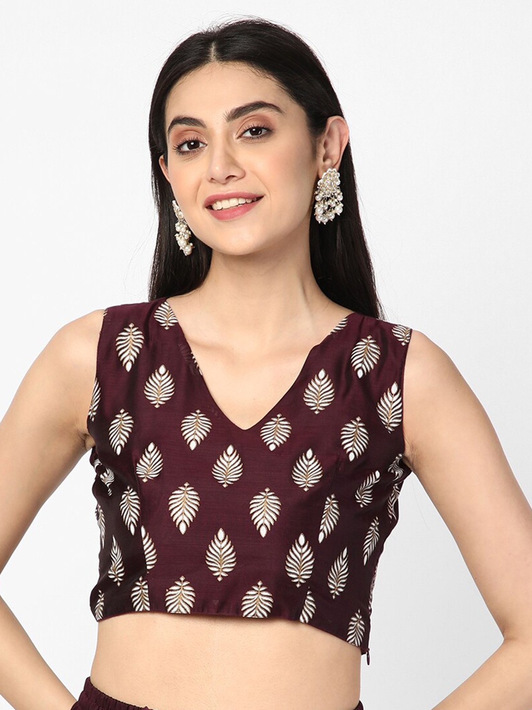 

R&B Floral Printed Crop Top, Purple