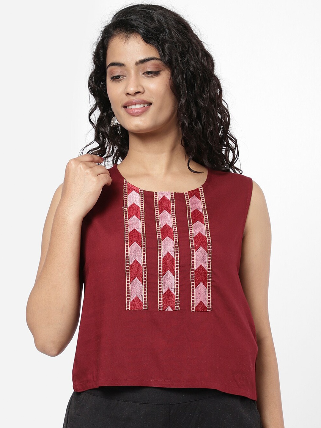

R&B Embroidered Top, Maroon