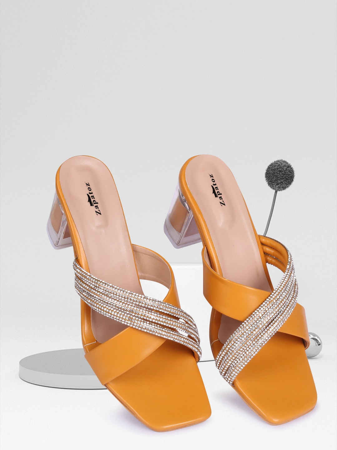 

ZAPATOZ Girls Embellished Block Heels, Yellow