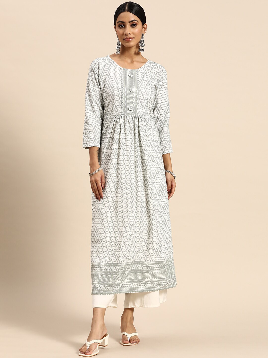 

Ambuja International Women Ethnic Motifs Printed Kurta, White