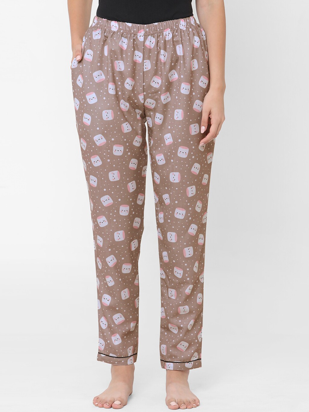 

FashionRack Women Floral Printed Cotton Lounge Pants, Brown