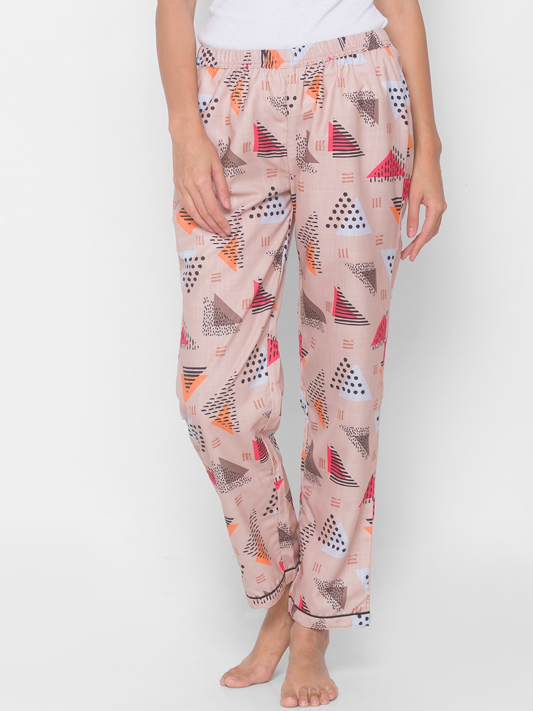 

FashionRack Women Printed Cotton Lounge Pants, Beige