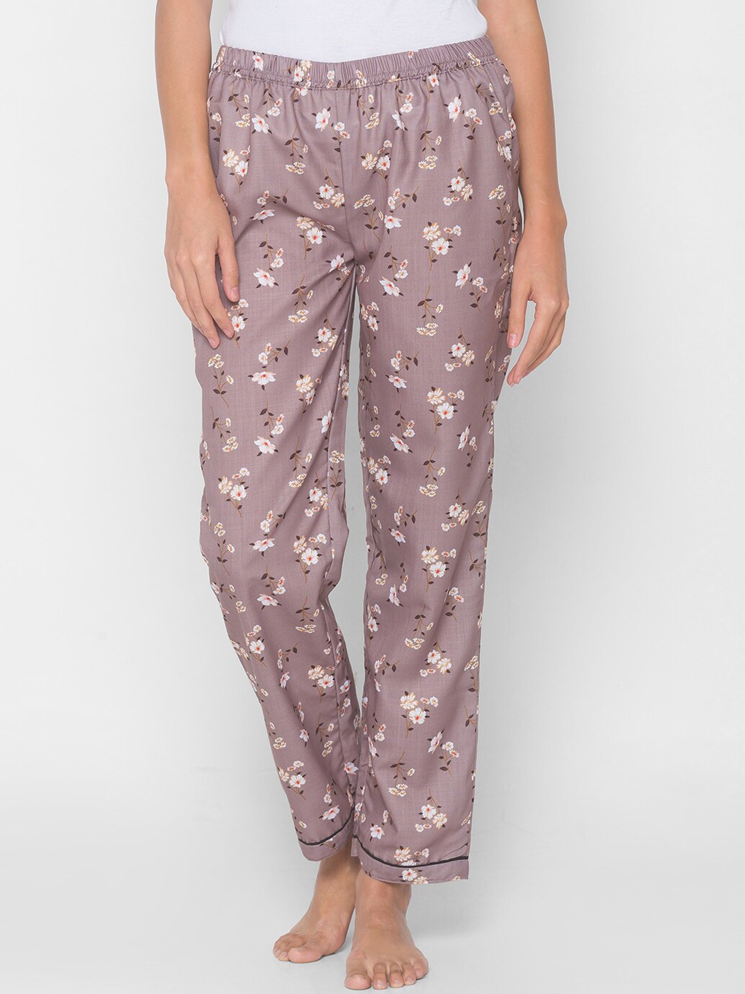 

FashionRack Women Floral Printed Cotton Lounge Pants, Brown