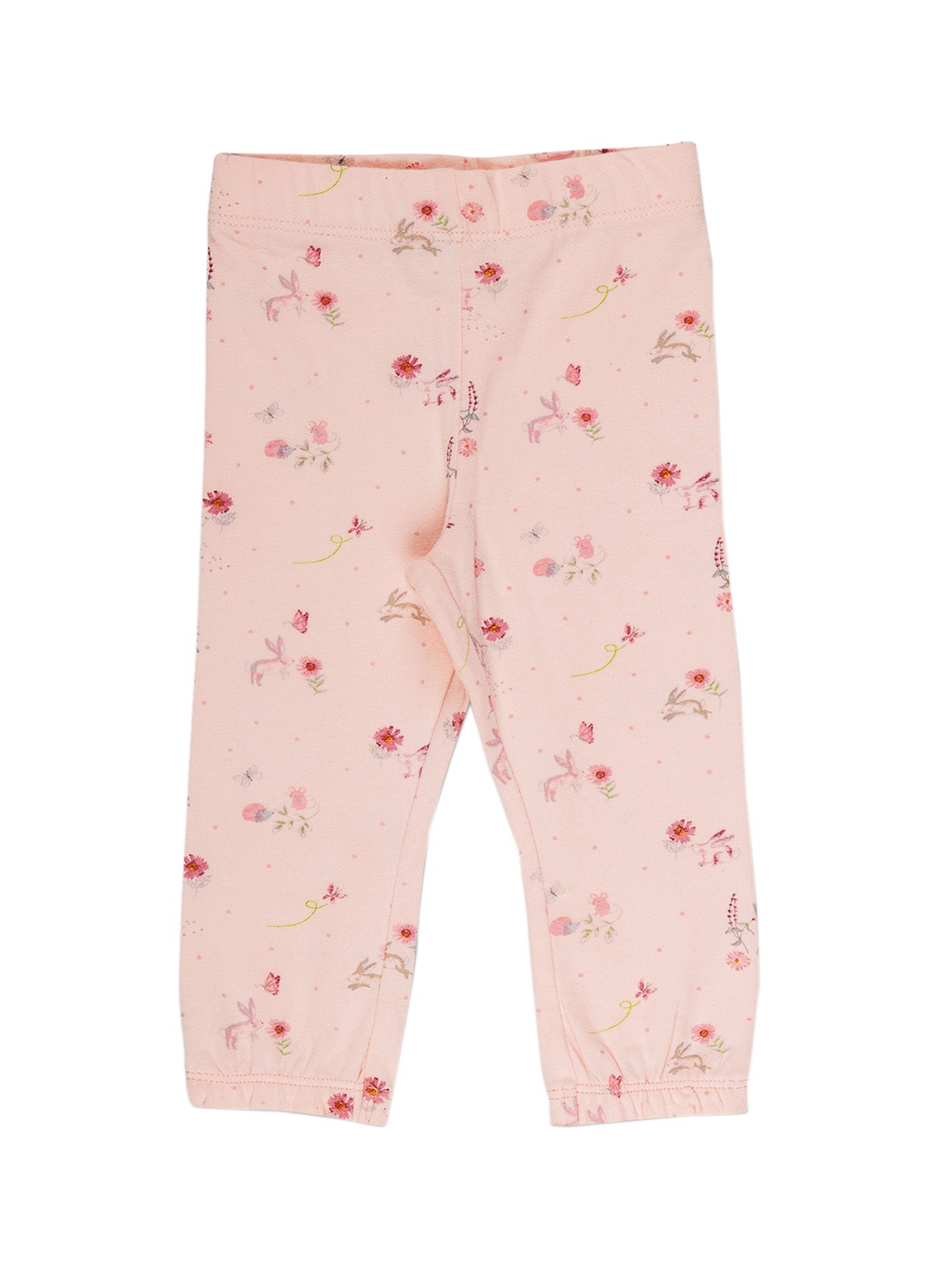 

JusCubs Girls Printed Cotton Ankle Length Leggings, Peach