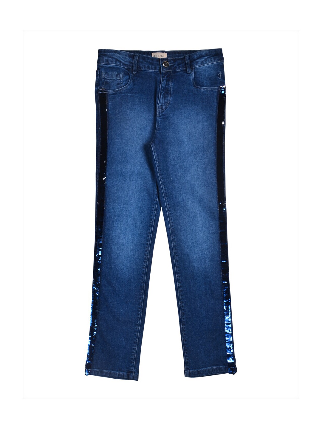 

Gini and Jony Girls Regular Fit Low Distress Light Fade Casual Cotton Jeans, Blue