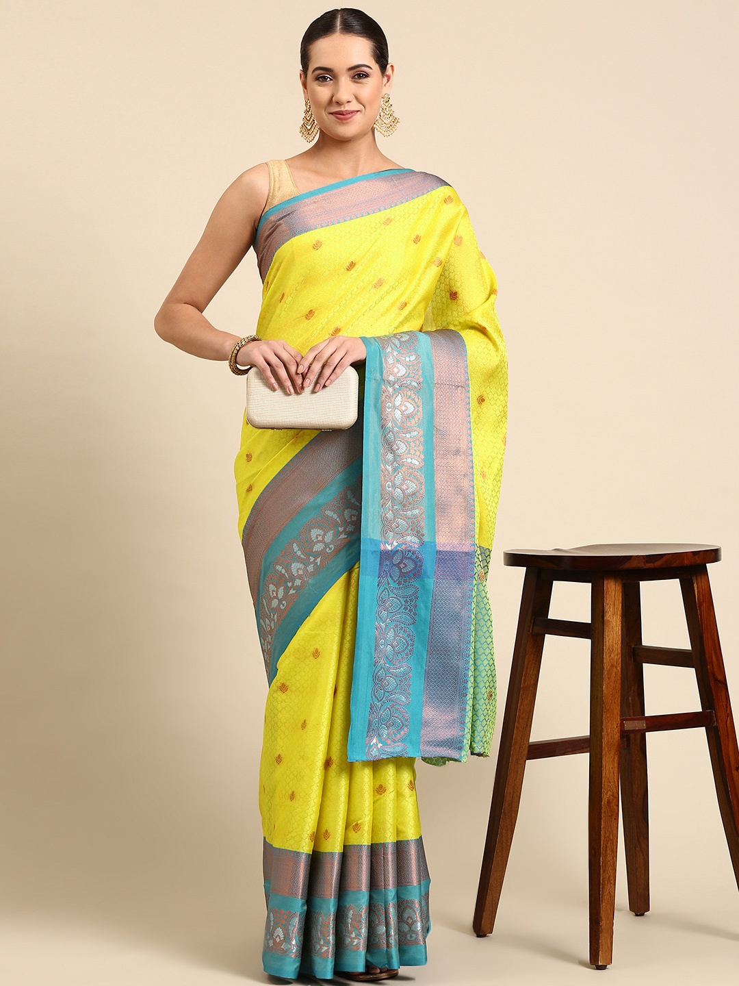 

Pothys Woven Design Ethnic Motifs Jute Silk Saree, Yellow