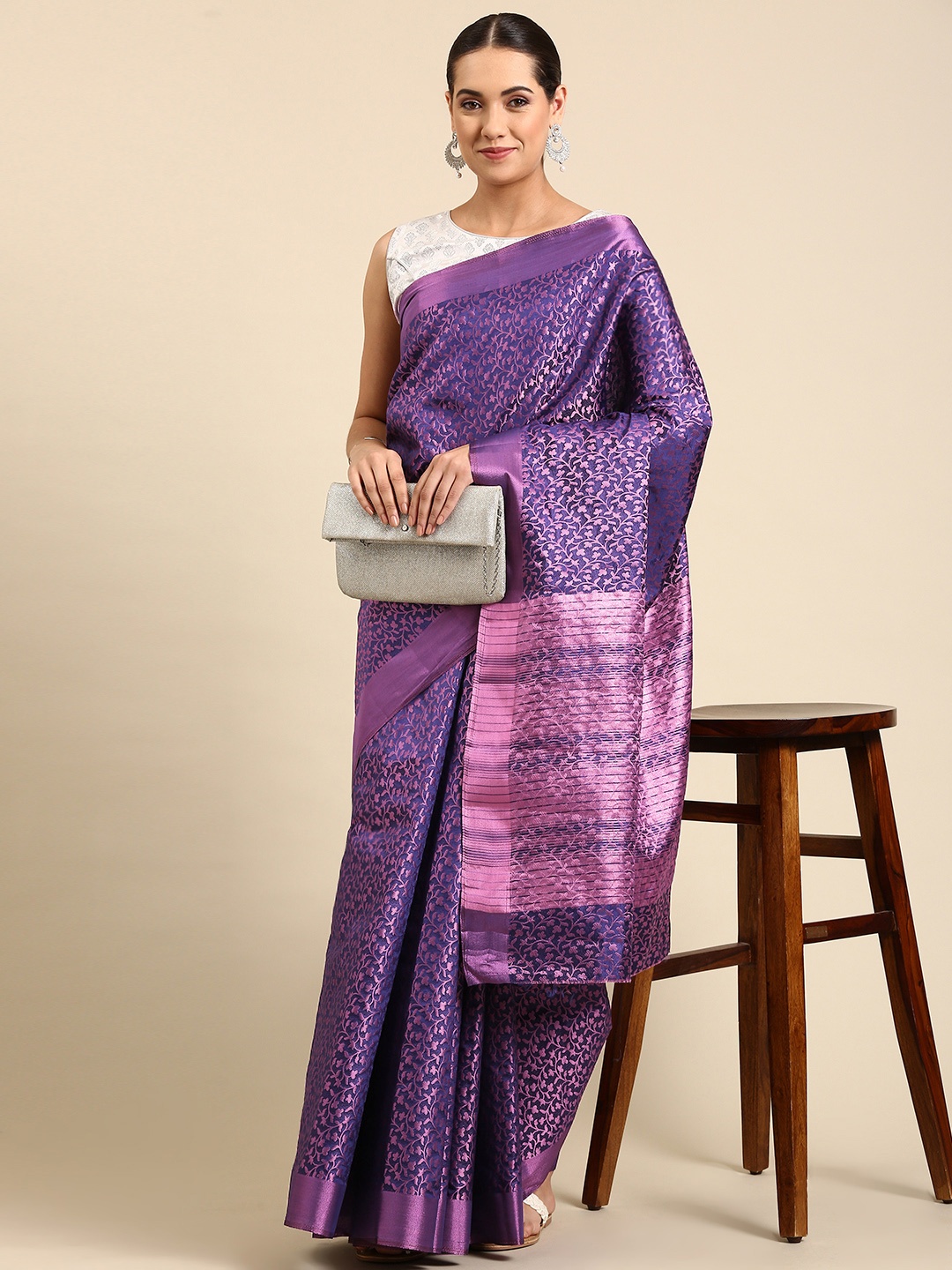 

Pothys Woven Design Ethnic Motifs Jute Silk Saree, Navy blue