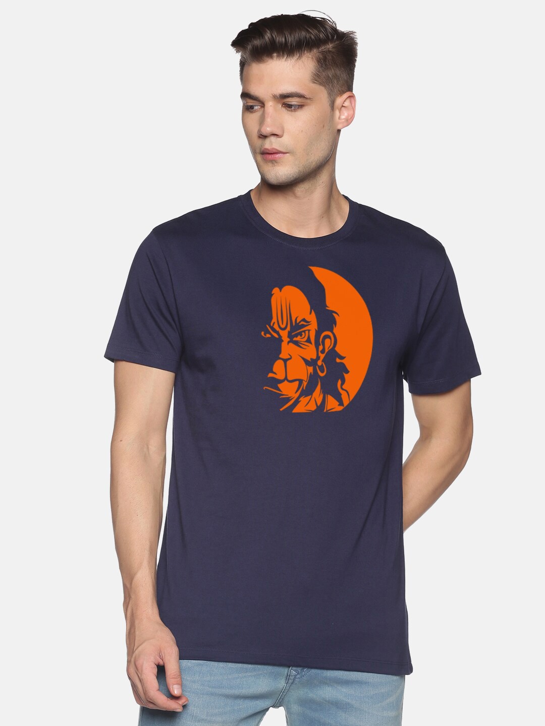 

BLACK RADIO Men Graphic Printed Cotton T-shirt, Navy blue