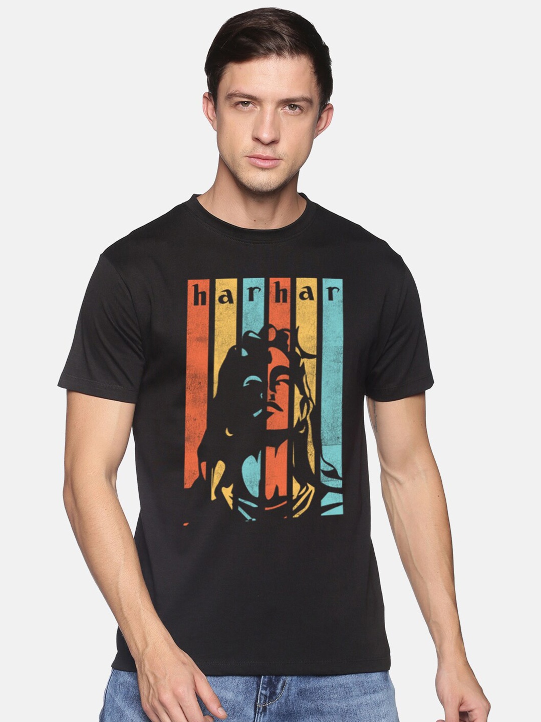 

BLACK RADIO Men Printed Slim Fit Cotton T-shirt