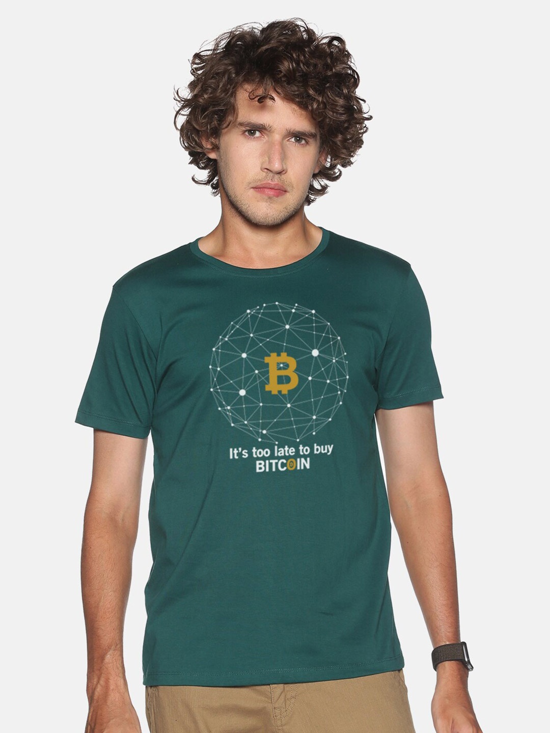 

BLACK RADIO Men Cotton Typography Printed T-shirt, Green