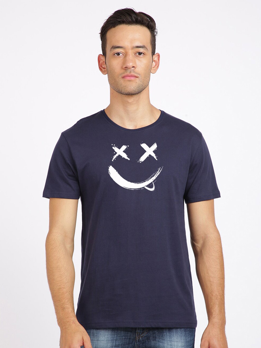 

BLACK RADIO Men Cotton Printed T-shirt, Navy blue