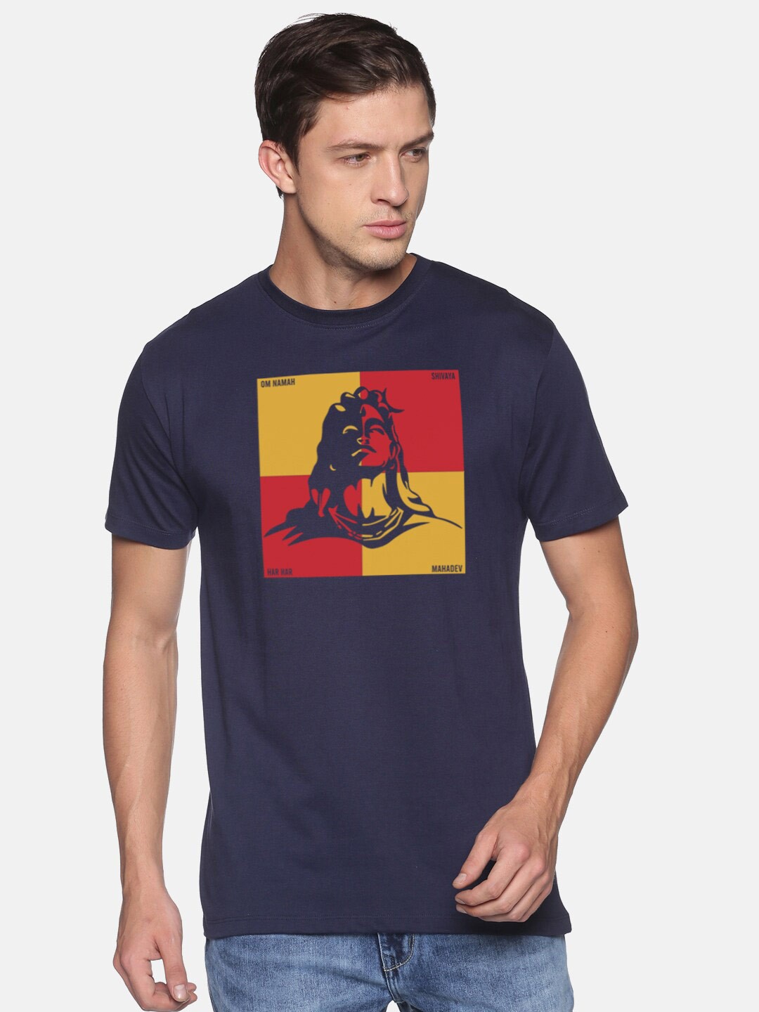 

BLACK RADIO Men Navy Blue Sports Printed Applique Slim Fit T-shirt
