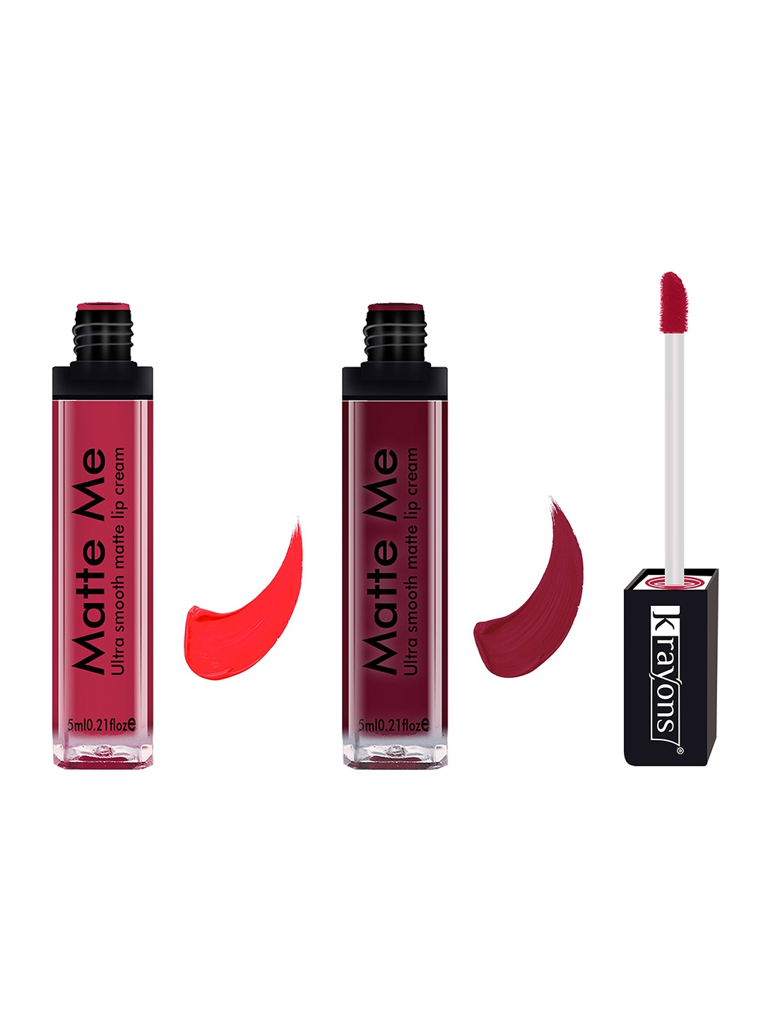 

krayons Matte Me Set Of 2 Ultra Smooth Lip Cream Lipstick - Sunset Orange & Nude Embrace, Maroon