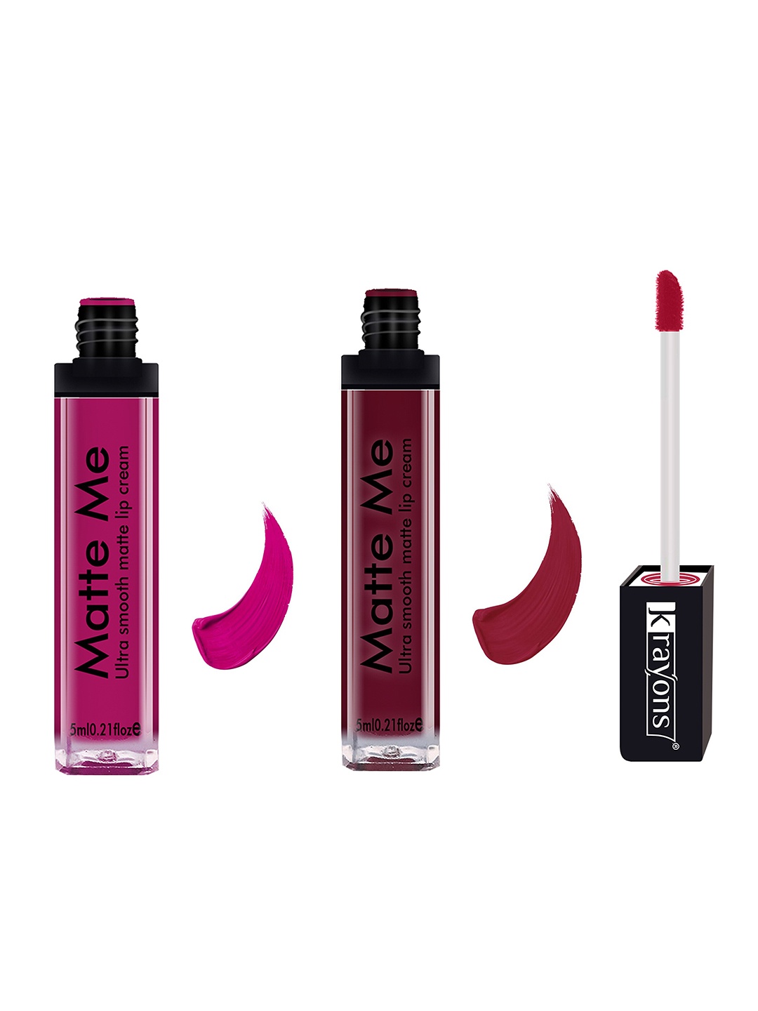 

krayons Set of 2 Matte Me Ultra Smooth Matte Cream Lipstick 5 ml Each-Pink Fever 109 - Nude Embrace 119