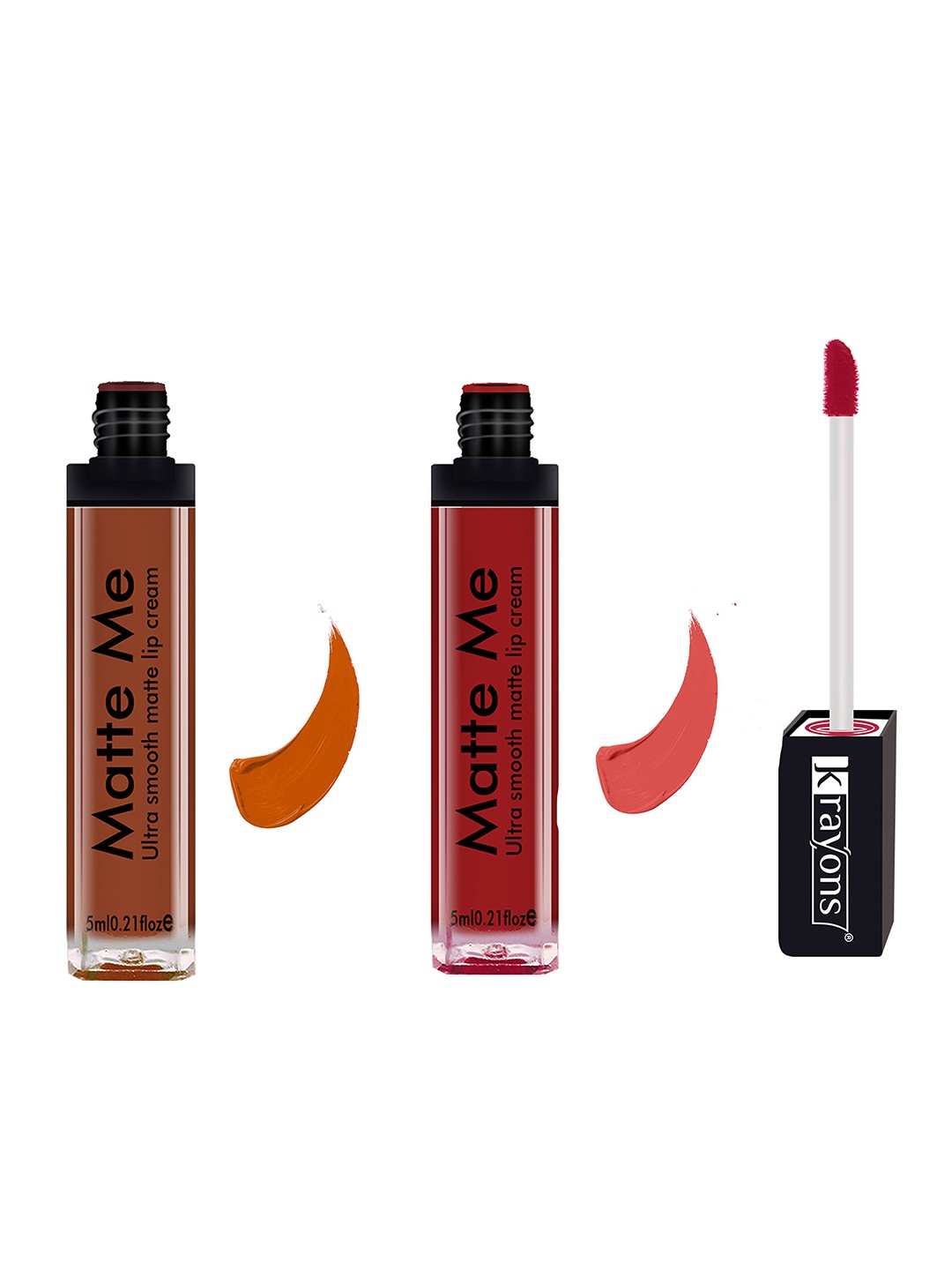 

krayons Set of 2 Matte Me Ultra Smooth Matte Cream Lipstick 5 ml Each-Coffee Creme 116 - Hyper Orange 112, Brown