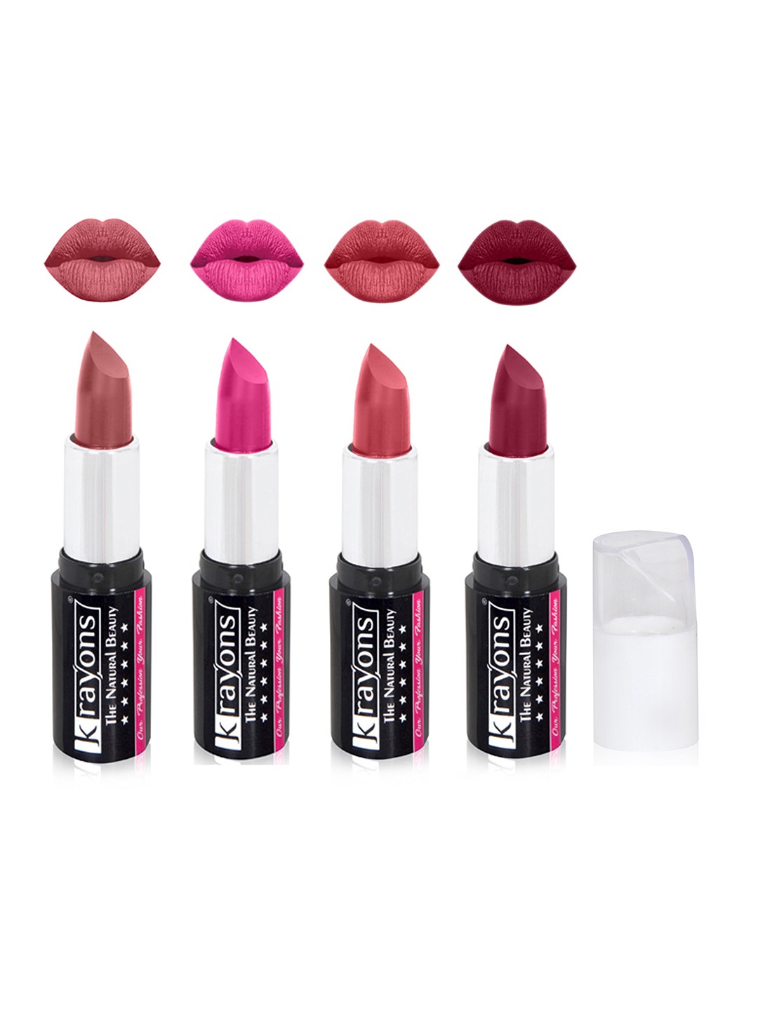 

krayons The Natural Beauty Set Of 4 Moisturizing Matte Lipsticks - 4 g Each, Pink