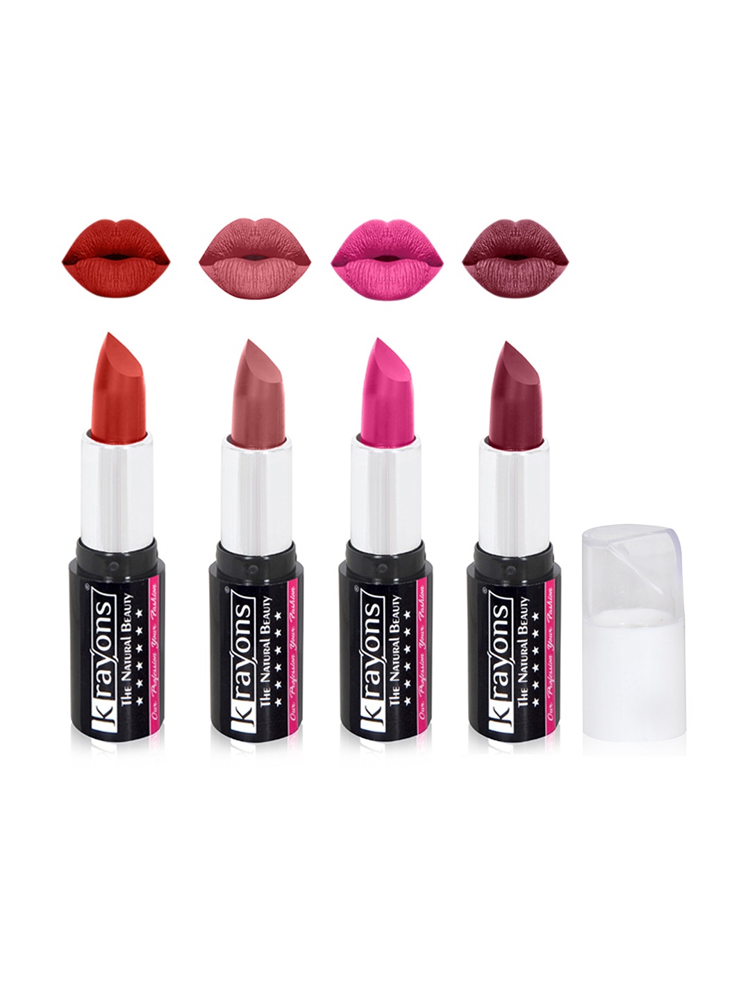 

krayons The Natural Beauty Set Of 4 Moisturizing Matte Lipsticks - 4 g Each, Pink