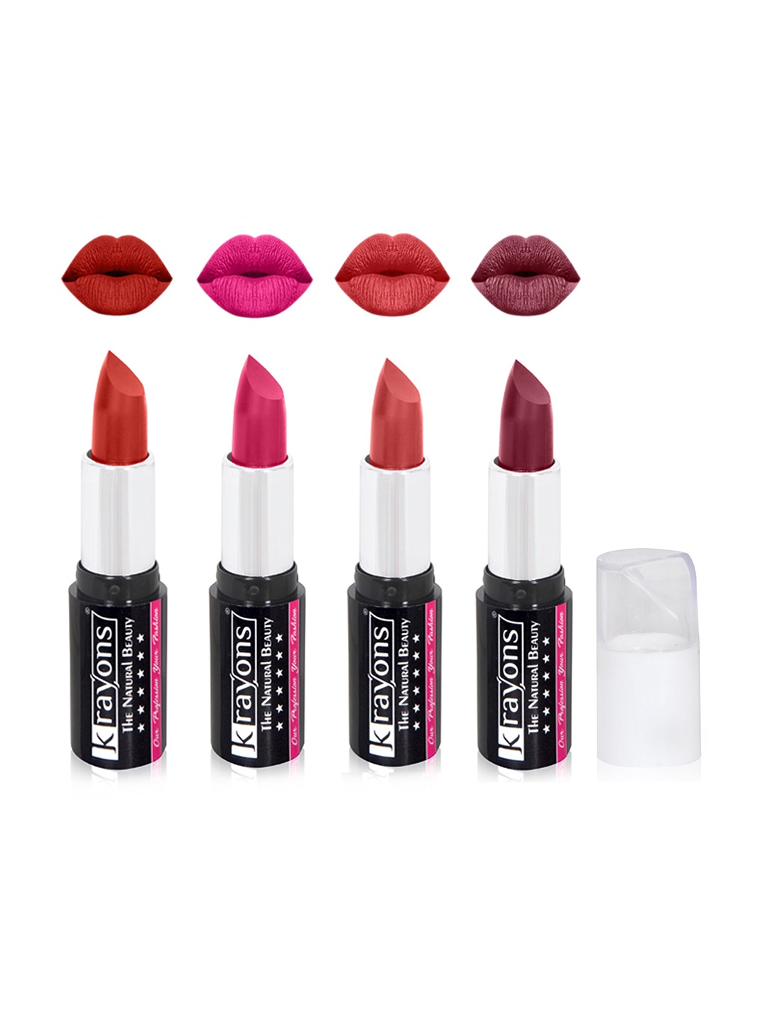 

krayons The Natural Beauty Set Of 4 Moisturizing Matte Lipsticks - 4 g Each, Pink