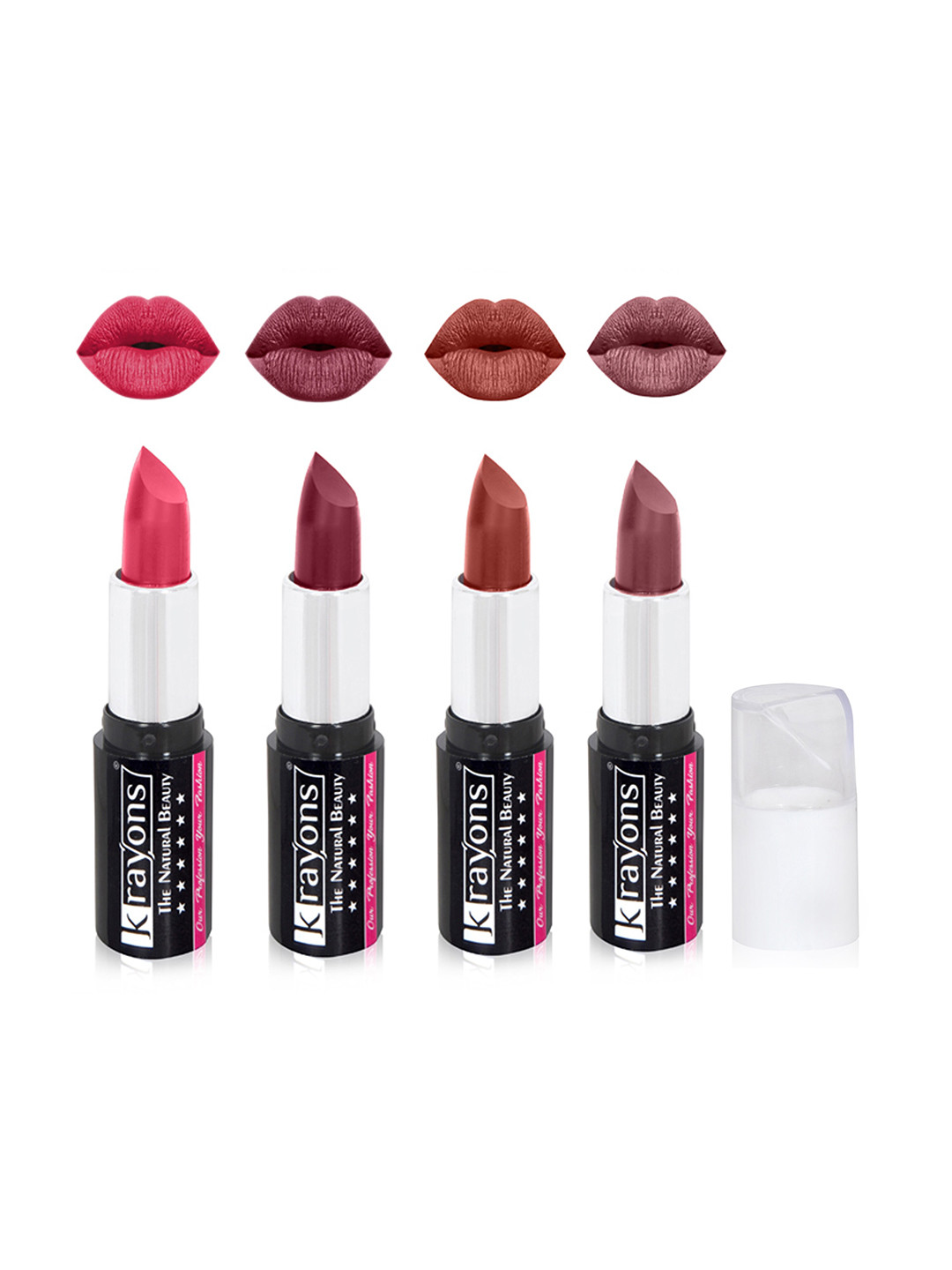 

krayons The Natural Beauty Set Of 4 Moisturizing Matte Lipsticks - 4 g Each, Red