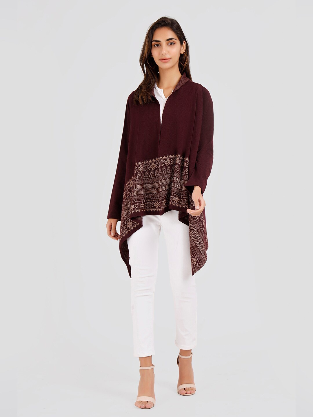 

KEIKO Women Long Sleeve Open Front Acrylic Shrug, Brown