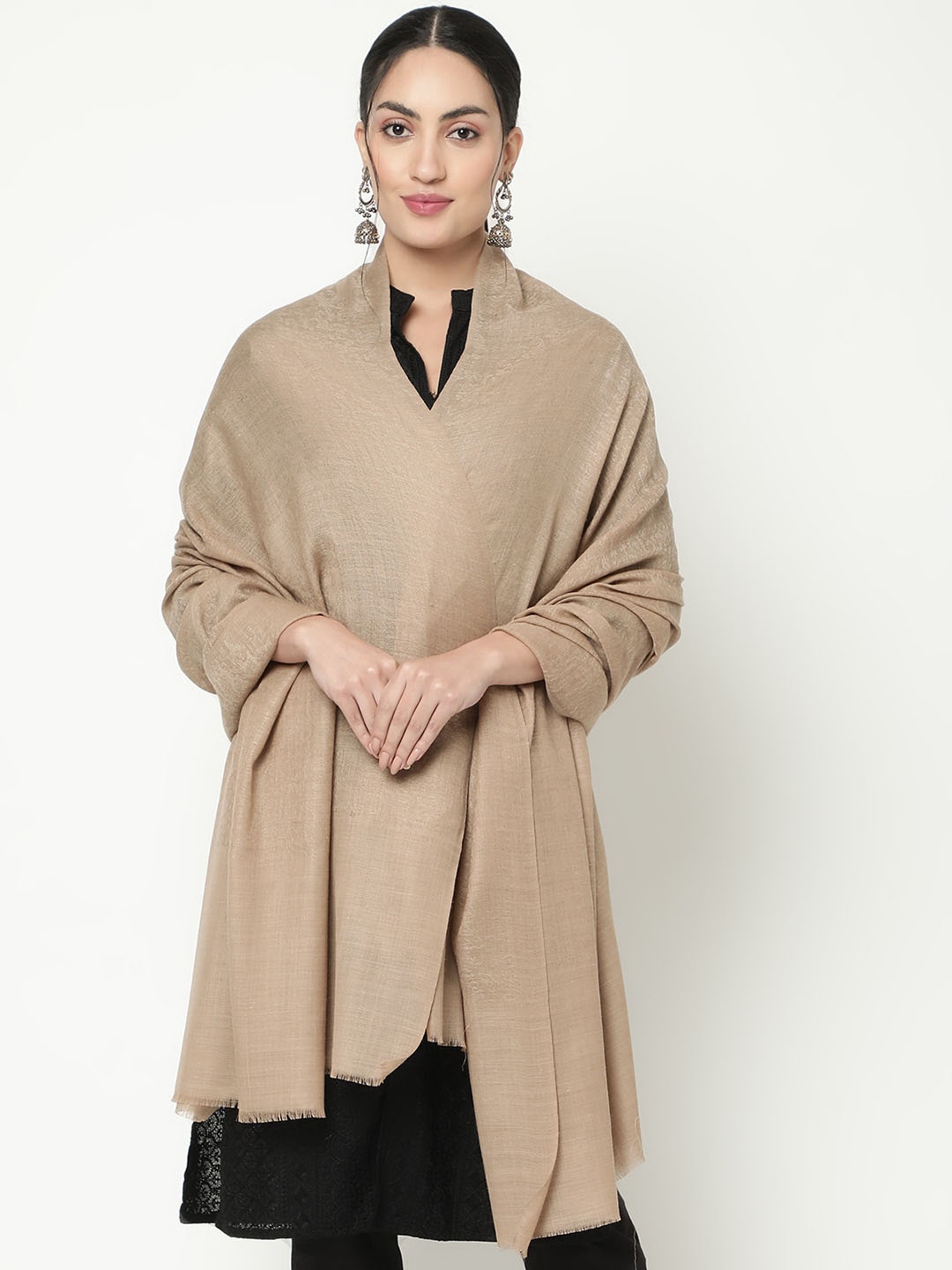 

La Vastraa Women Self Design Shawl, Beige