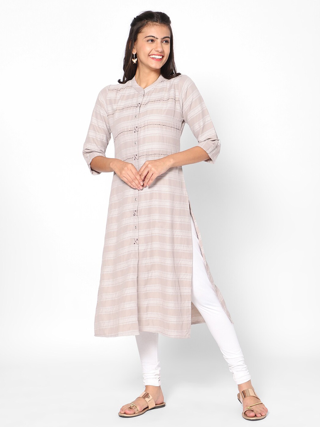 

Kiya Women Brown Printed Jacquard Kurta
