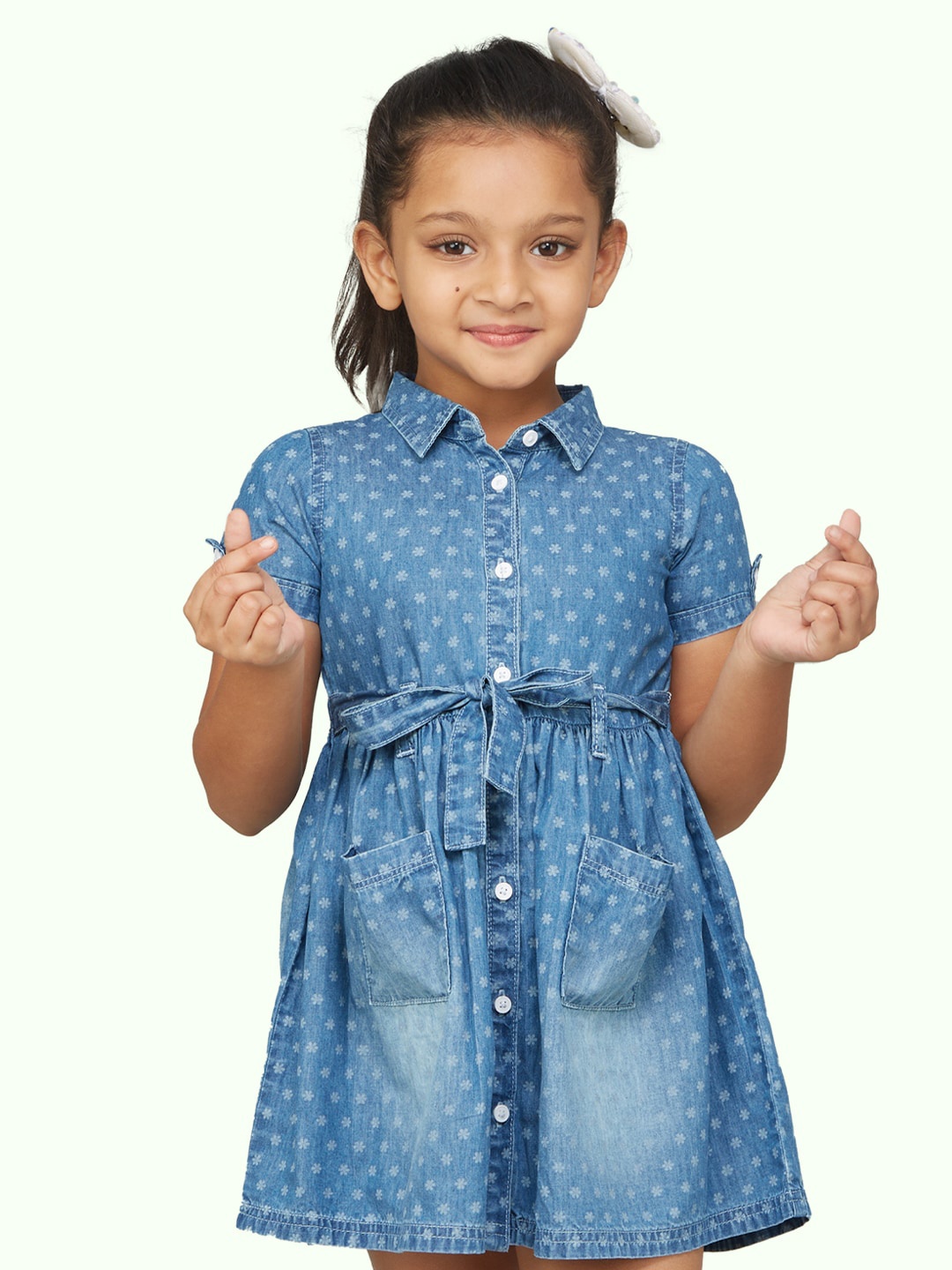 

Zalio Girls Floral Printed Shirt Dress, Blue