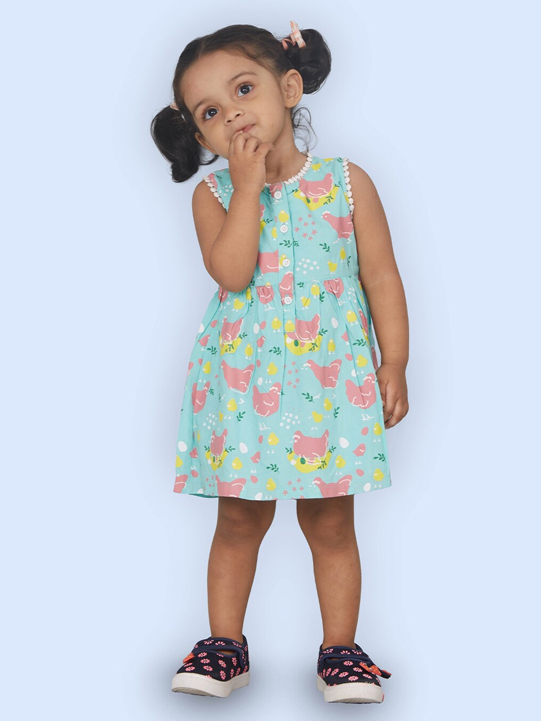 

Zalio Girls Printed Fit and Flare Dress, Sea green