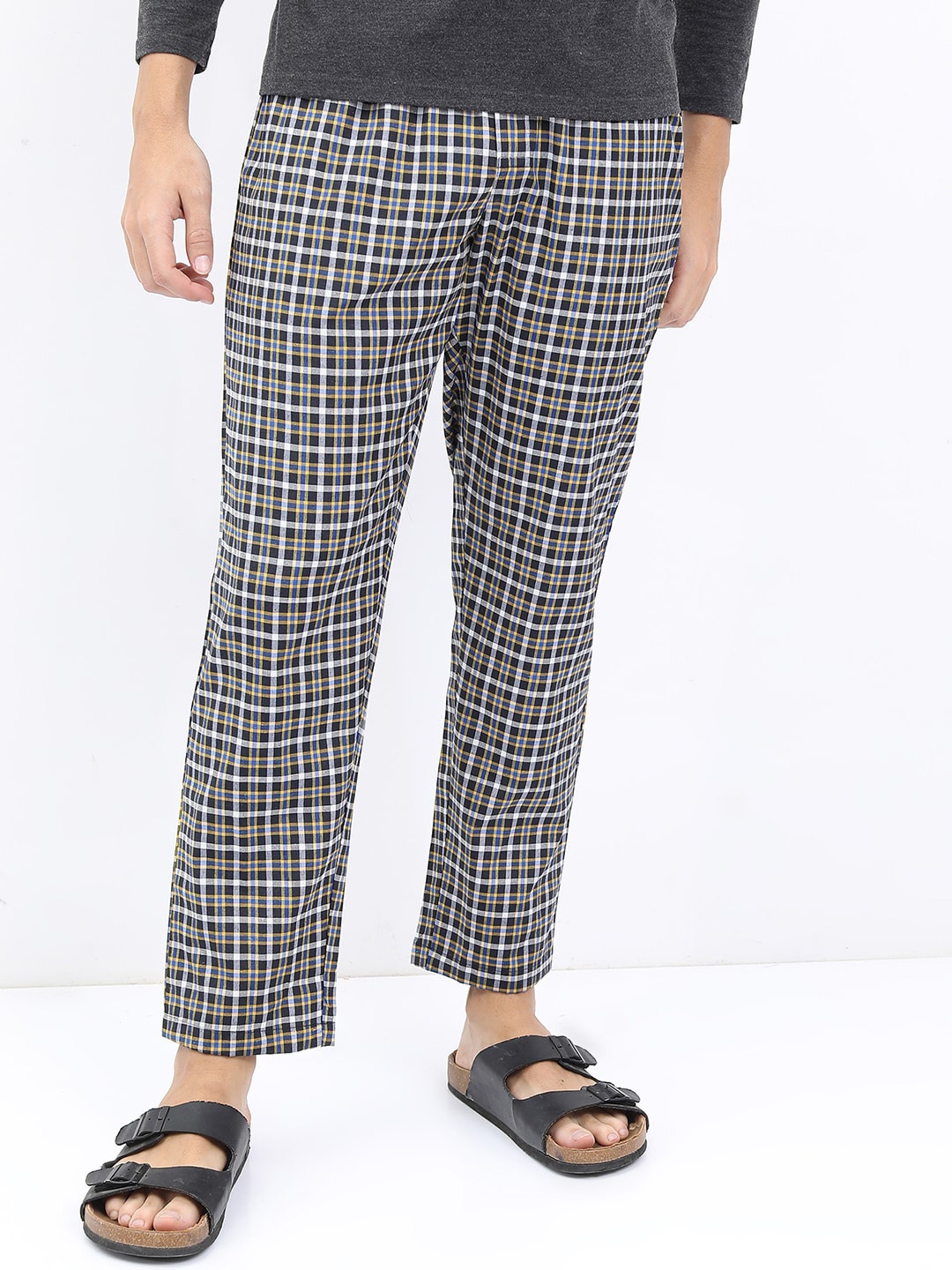 

HIGHLANDER Men Checked Lounge Pants, Navy blue