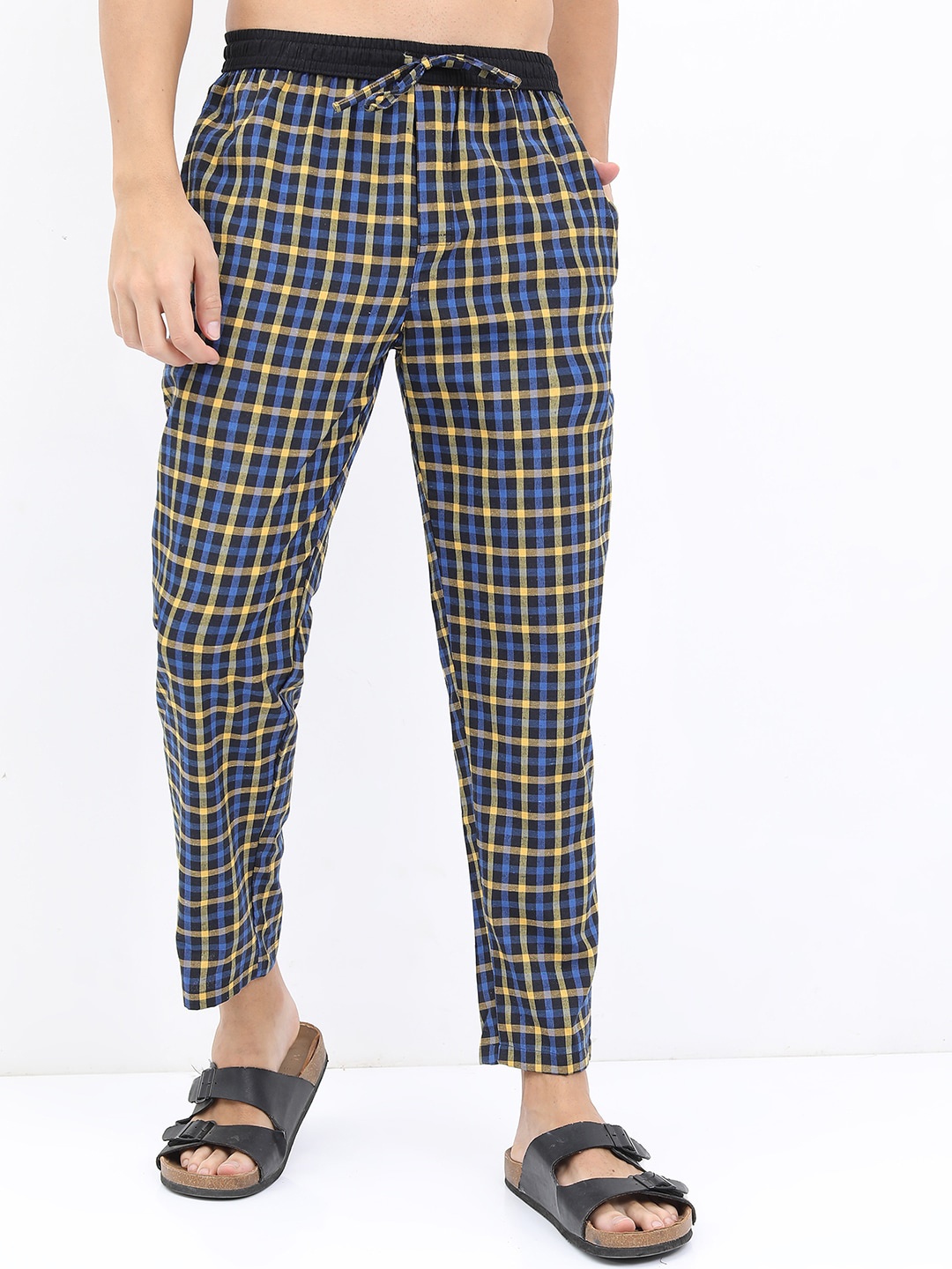 

HIGHLANDER Men Checked Lounge Pants, Navy blue