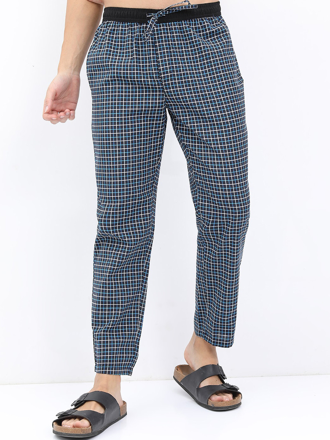 

HIGHLANDER Men Checked Lounge Pants, Navy blue