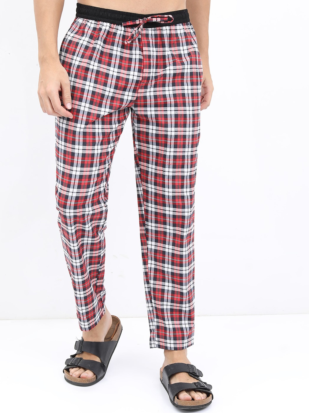 

HIGHLANDER Men Checked Lounge Pants, White