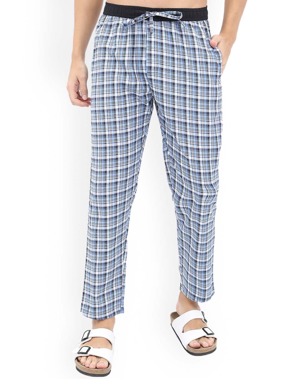 

HIGHLANDER Men Checked Lounge Pants, Blue