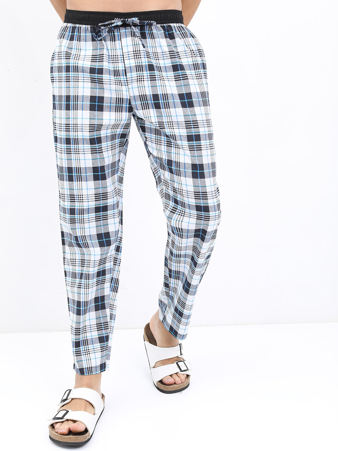 

HIGHLANDER Men Checked Lounge Pants, Blue